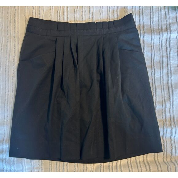 Gap Black Pleated Skirt with Ribbon Accent Size 2 Stretch Lined Pockets Zipper - Picture 6 of 8